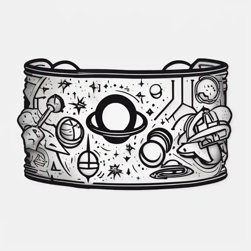A bracelet tattoo with astronomy theme english dragon tattoo – Cartoon, Vibrant color
